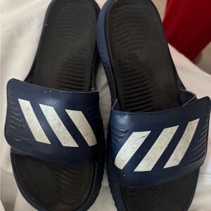 Navy and White Slide Sandals